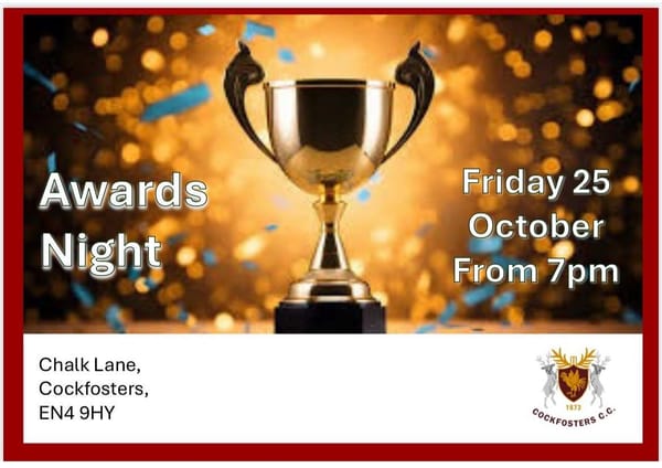 Cockfosters Cricket Club Awards Night Invitation